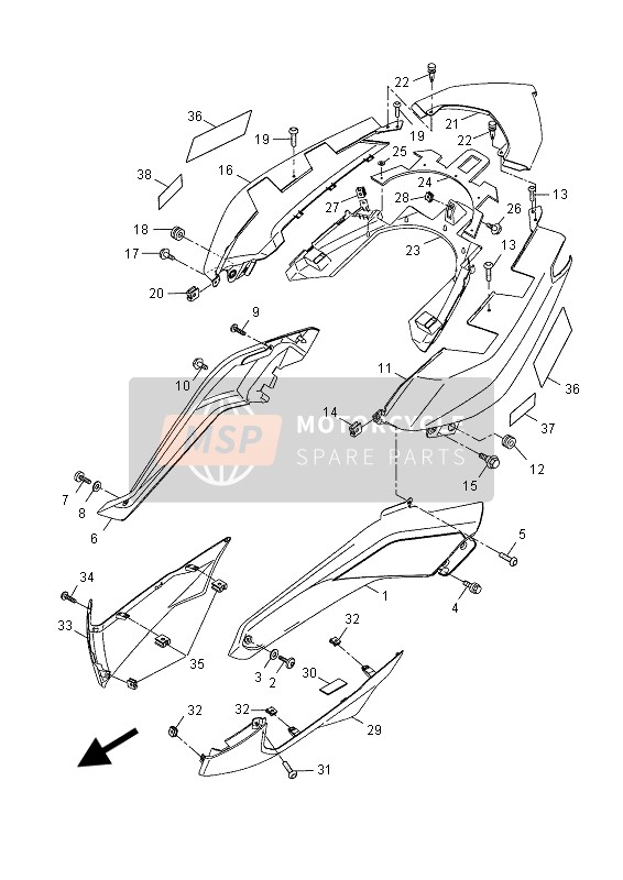 Yamaha YP250R (MBL2) 2015 SEITLICHE ABDECKUNG für ein 2015 Yamaha YP250R (MBL2)